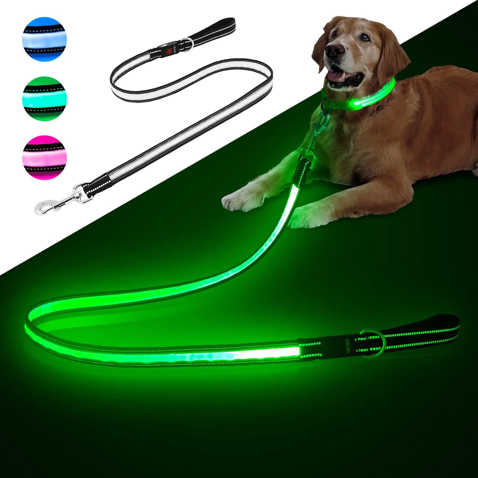 Rechargeable Light Up Dog Leash Multi-Color