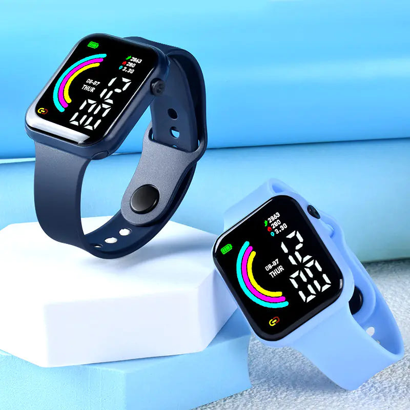 Boys Teen Fashion Square Sport LED Smart Watch