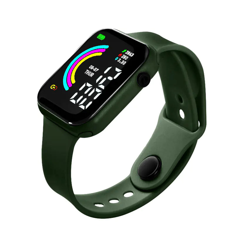 Boys Teen Fashion Square Sport LED Smart Watch