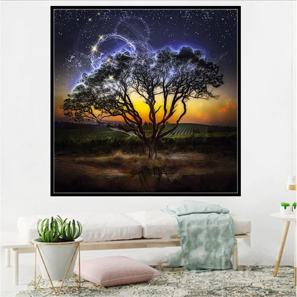 Galaxy Forest Diamond Painting Cross Stitch Art
